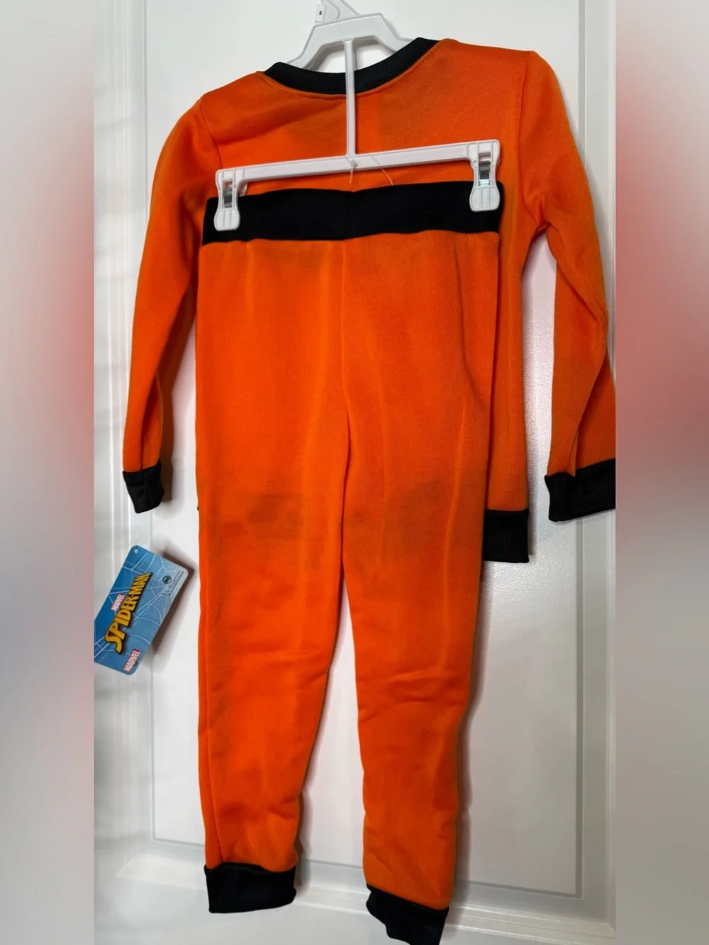 Marvel Orange Black Spider-Web Spider-Man outfit set Sz 5 fleece lined Halloween
